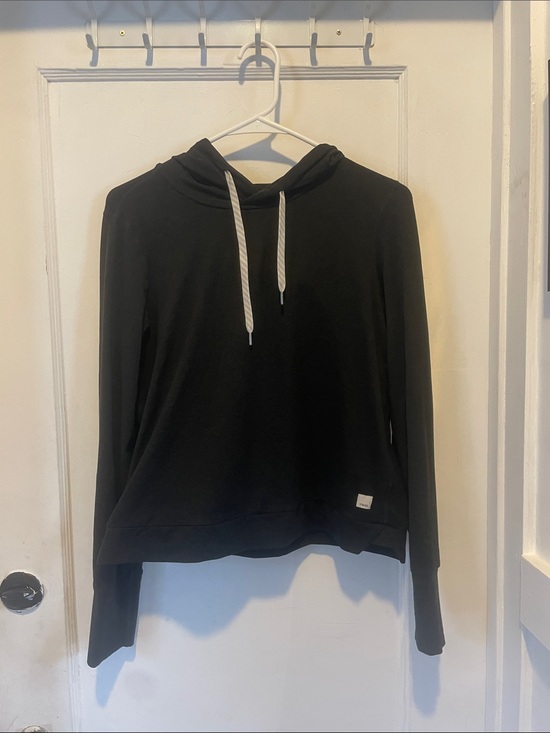 Vuori Sweaters - Vuori Black Hooded Pullover Sweater with White Drawstrings